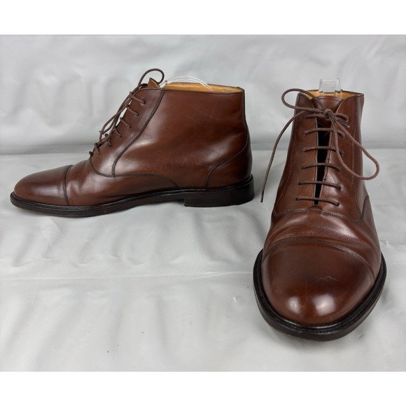Mezlan Camden Leather Ankle Boots Mens 9.5 Brown Lace Up Made in Spain - Picture 1 of 14